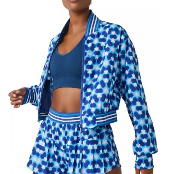 New ~ FREE PEOPLE ~ Women's Top Seed Printed Tennis Jacket Size XS - Picture 1 of 9